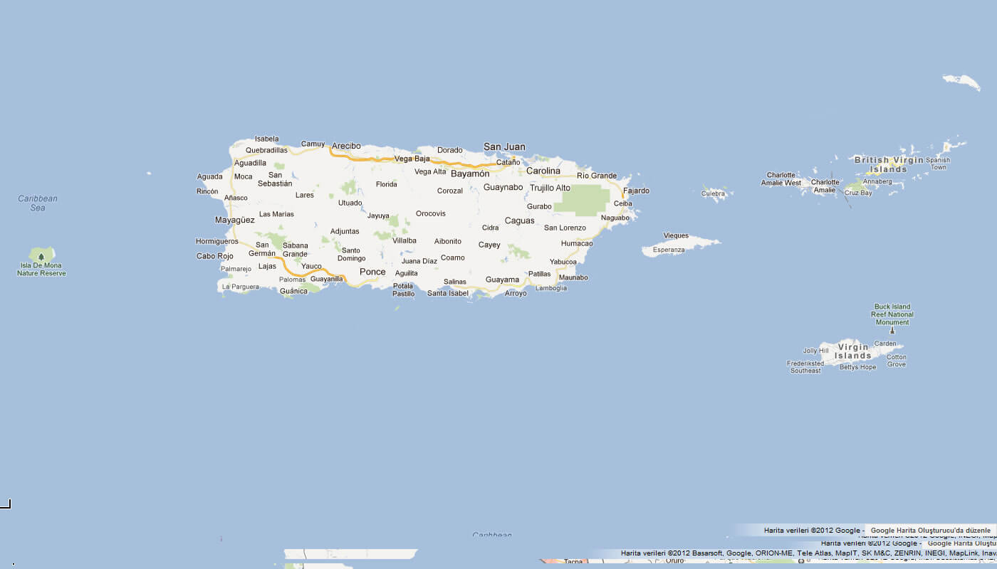 Karte von Puerto Rico Virgin Islands